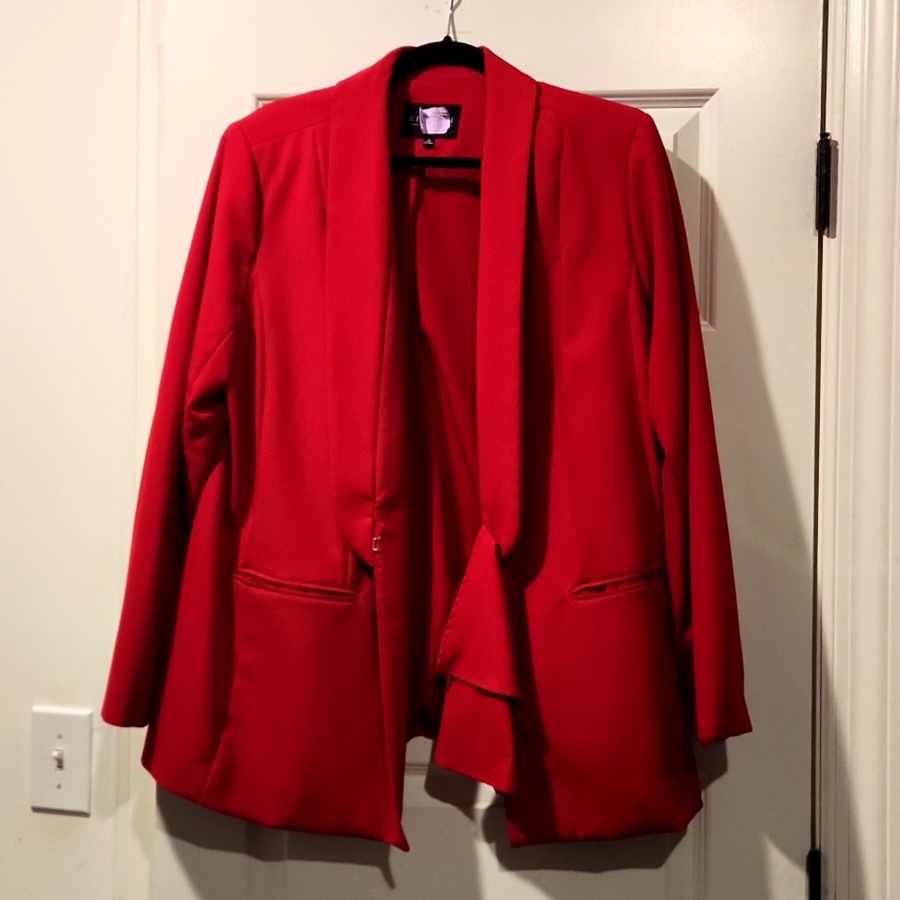 ELOQUII Red Hidden Front Hook Closure Lined Blazer, Size 18